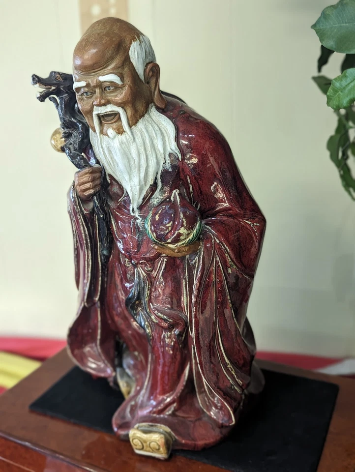 “18x12” Vintage Chinese statue of a shiwan ware of shouxing late Qing Dynasty - Image 2 of 4