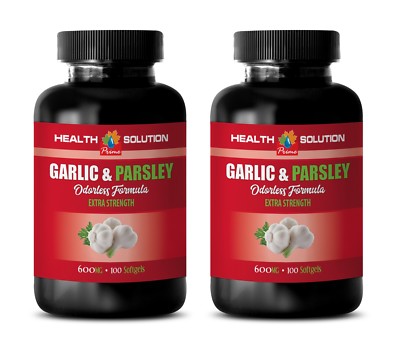 parsley softgels - Garlic & Parsley 600mg - lower cholsterol naturally 2 Bottles