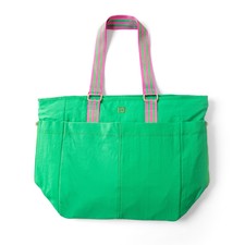 Versatile Stylish Green 17 X 16 Nylon On The Go Tote Bag With Shoulder Straps