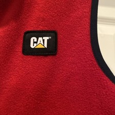 Boys Medium 10-12 CAT Caterpillar Red Fleece Zip Vest Equipment Tractors