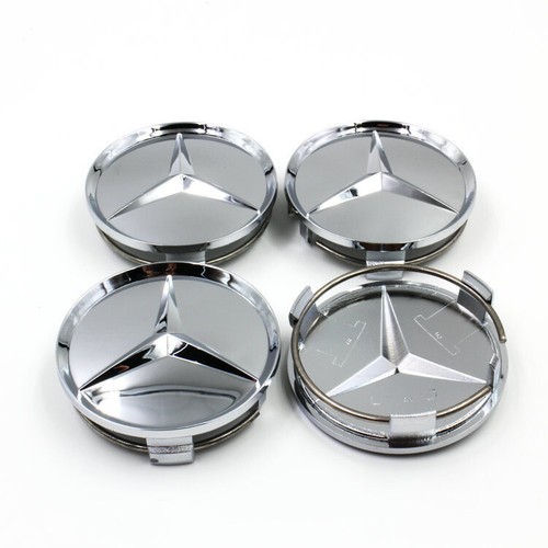 Mercedes 75mm Chrom Felgen Rad Kappen Zier Blenden Naben Deckel Reifen Abdeckung - Bild 3 von 3