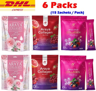 2 Set Araya Collagen Ceramide Mix Berry Dietary Supplement 15 Sachets