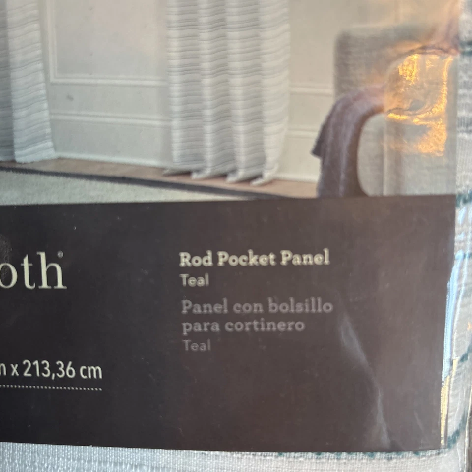 Allen + Roth Glennston 52” x 84” Teal Rod Panel de Bolsillo Cortina 3491197 Foto 4 de 4