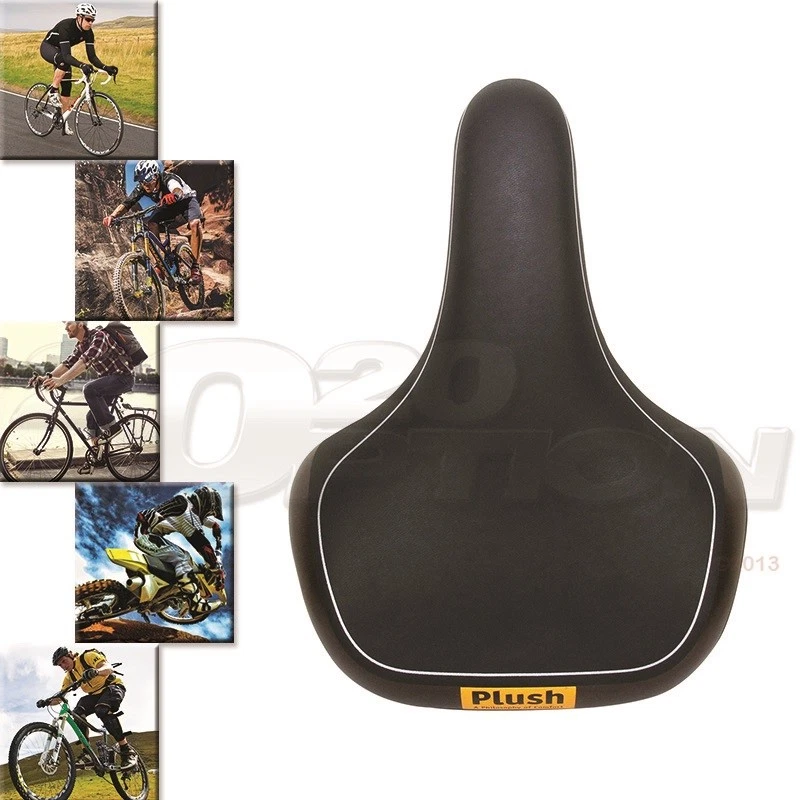 Sillín de gel para bicicleta de viaje Velo de felpa asiento de cuero PU riel de acero bicicleta urbana Foto 2 de 4