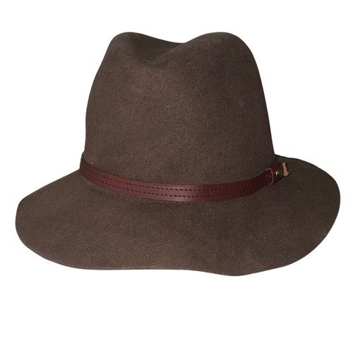 NWT Rag & Bone Fedora Hat Womens Medium Brown 100% Wool Cow Leather Band