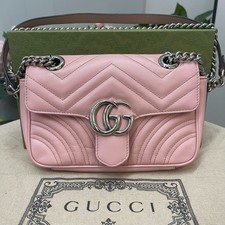Gucci GG Marmont 22 Chain Shoulder Bag Pink Matelass  Leather Duties Paid 