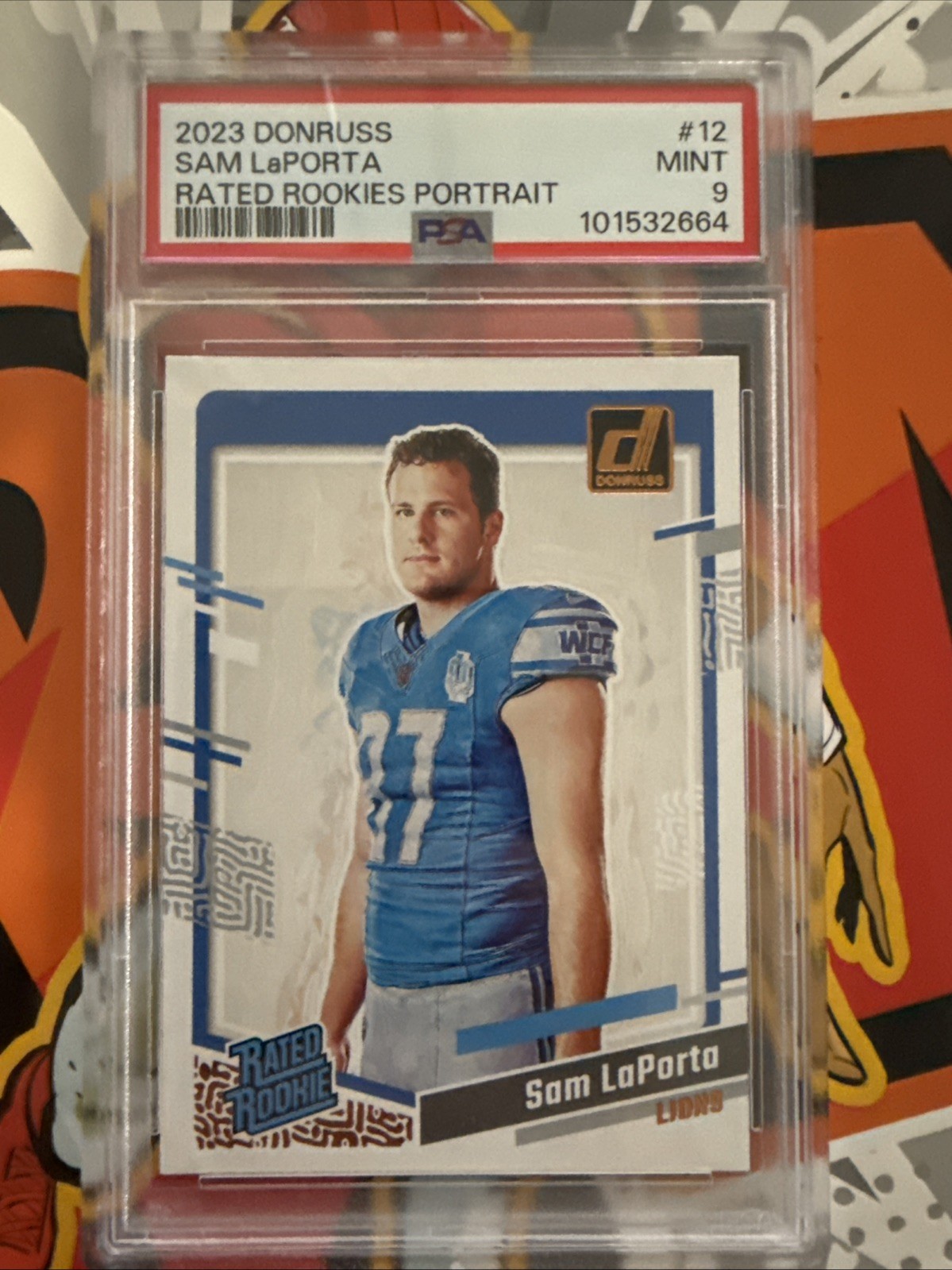 2023 Panini Donruss Rated Rookie Portrait Sam LaPorta #12 (RC) PSA 9 MT