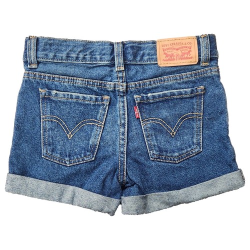 Levi Girls Dark Blue Ajustable Waist Slim Thigh Girlfriend Jean Shorts 6 - Picture 2 of 2