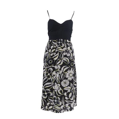 Desigual Damen Kleid Schwarz Floral Midi Baumwolle Leinen Gr. L 22WWVWXF - Bild 1 von 4
