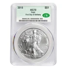 2018 $1 1-oz American Silver Eagle CAC MS70 First Day of Delivery