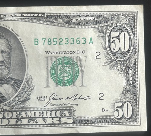 (VINTAGE!) $50 Old Vintage Small Head New York Currency B78523363A Series 1985 - Picture 1 of 3