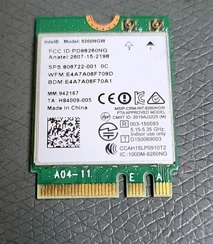 Intel Wireless-AC 8260 8260NGW 802.11ac M.2 Wi-Fi + Bluetooth 4.2