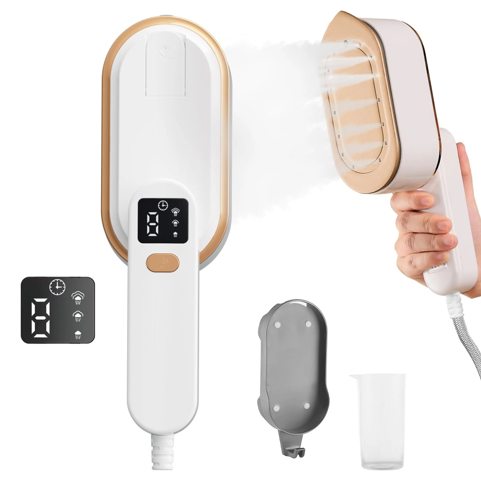 Exsivemy Steam Iron Travel Steamer with LCD Screen 10S Fast Heat-up 2000W