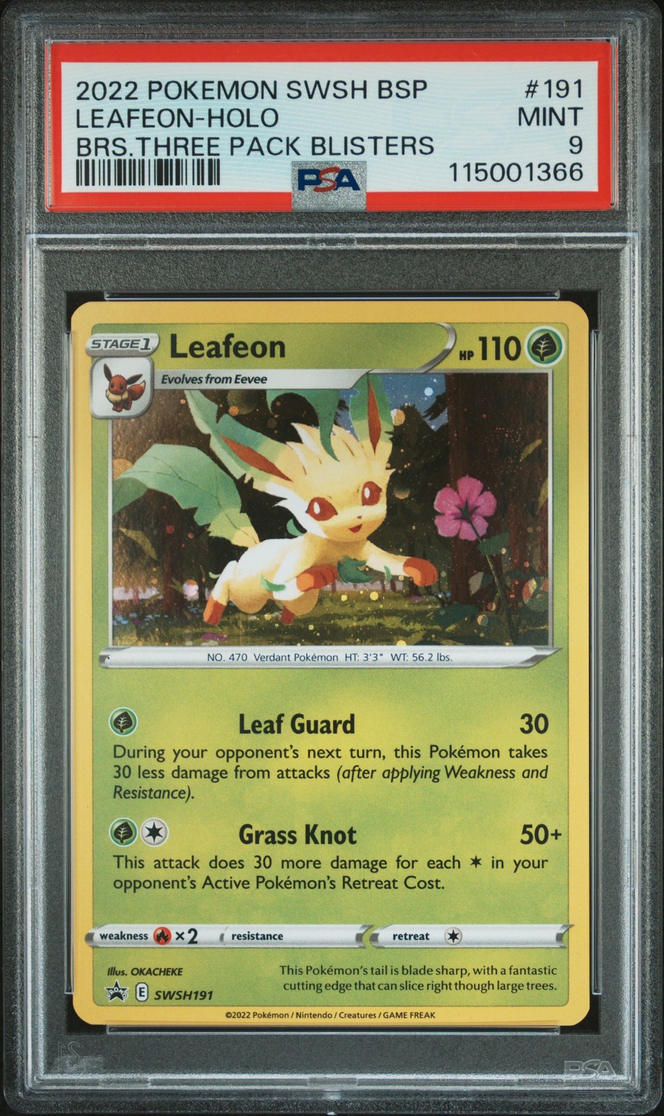 2022 POKEMON SWSH BLACK STAR PROMO #191 LEAFEON-HOLO PSA 9