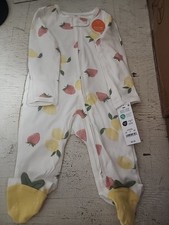 Carters Just One 3M White Fruit 2-Way Zipper Footed Pajama