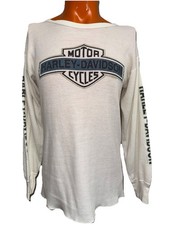 VTG 90 s HARLEY DAVIDSON Rare Soft Waffle THERMAL SHIRT Boston MA Holoubek XL