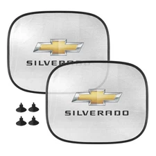 Chevrolet Silverado Logo Car Side Window Mesh Sun Shades, 2 Pack