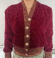 HAND KNITTED CHENILLE CARDIGAN. SIZE 10/12.  KNITTED TO ORDER. VARIOUS COLOURS