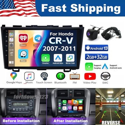 For 2007-2011 Honda CR-V Carplay Radio Wireless Carplay Back Camera w/Cam FM RDS