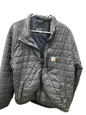 Carhartt Men's Gray Quilted Full Zip Jacket Stand-Up Collar L Lined