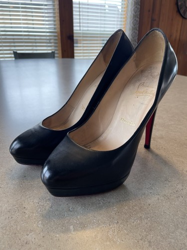 Christian Louboutin Black Leather Bianca Platform Pumps Size 40 Italy 130 mm 5” - Picture 3 of 24
