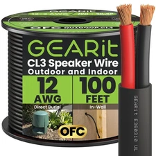12/2 Speaker Wire (100 Feet) 12AWG Gauge - Outdoor Direct Burial in Ground/in