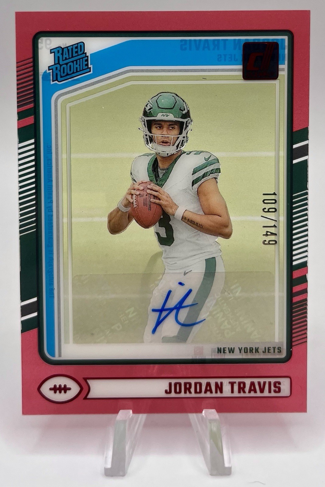 Jordan Travis Panini Clearly Donruss #95 Autograph-Red