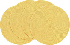 Set 4 manteles individuales redondos lavables amarillos 15 pulgadas resistentes
