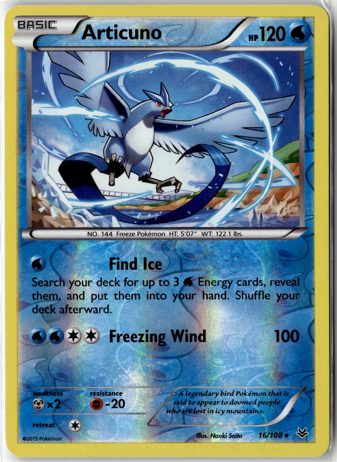 Articuno (16) Rare XY - Roaring Skies 16/108 Reverse Holofoil NM