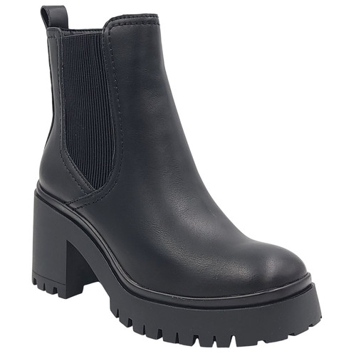 Aqua College Raine Damen-Chelsea-Boots mit Blockabsatz Größe US 6M schwarzes Leder - Bild 1 von 5
