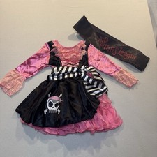 Disney Parks Pink Black Pirate Costume DRESS Child size S With PIRATE HAT 