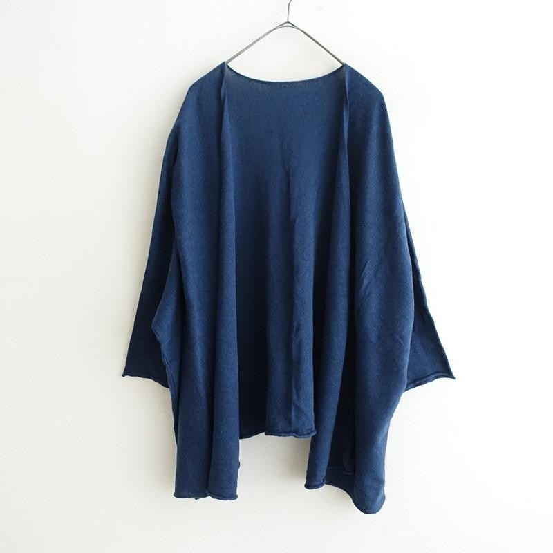 Veritecoeur Knit Cardigan Oversized Thin Navy Plain T-Line