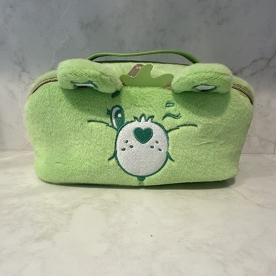 Impressions Carebears Green Plush Makeup Bag Rainbow Handle Shamrock Heart 