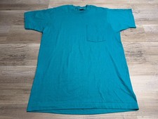 Vintage 90s BVD Selvedge Pocket T-Shirt Mens Medium Teal Single Stitch USA Made