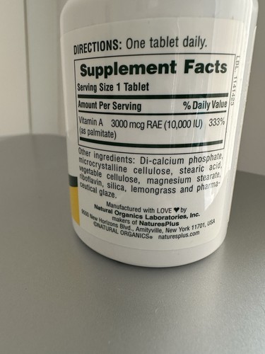Vegetarian Vitamin A, 3,000mcg (10,000 IU), 90 Tablets - Picture 3 of 6