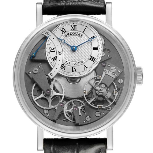Breguet Tradition Retrograde Skeleton Dial White Gold Mens Watch 7097 Papers