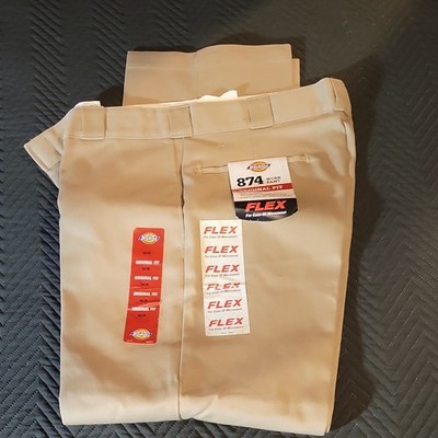 Dickies 874 Flex Original Fit Work Pants 34x30 Beige Polyester Construction
