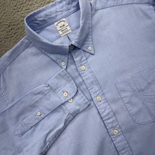 Brooks Brothers Sport Shirt Mens Large Blue Oxford Stretch Button Down Classic