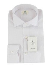 500 Luigi Borrelli White Solid Linen Blend Shirt - Slim - LB382616