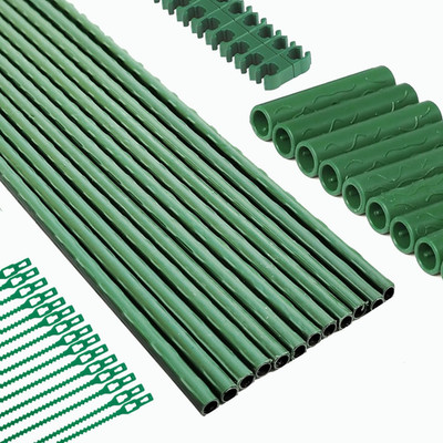 Garden Stakes 14 Inch 48 Pack, DIY 4Ft 5Ft 6Ft 7Ft 8Ft Tomato Stakes Plastic Coa