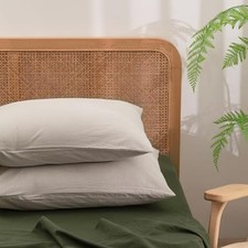 100 Washed Cotton Pillowcase for Hair and Standard 20" x 26" Linen Grey