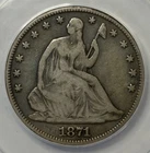 1871 50c Seated Liberty Half Dollar  NGC VG8 ** HE0489