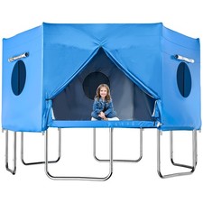 14FT 6 Straight Poles Trampoline Tent, Premium Oxford with Sunscreen Coating ...