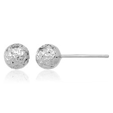 14K Solid White Gold 6mm Ball Stud Earrings