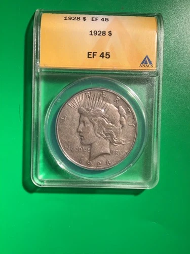 1928 Peace Dollar $1 - ANACS XF45 - Key Date Higher Grade Condition
