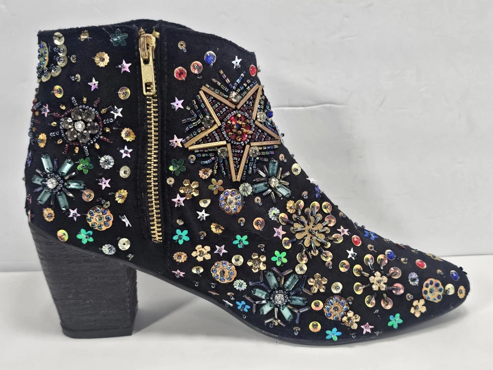 Free People Night Out Ankle Boot Women's Size EU 39 US 8.5 sequins velvet shiny - Image 4 of 4