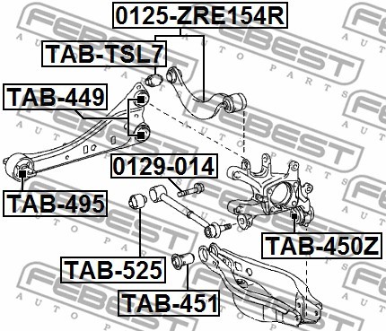 QUERLENKER LAGER LAGERBUCHSE HINTEN OBERE FEBEST TAB-495 2PCS V NEU OE QUALITÄT - Bild 3 von 7