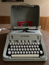 Hermes 3000 Seafoam Portable Typewriter With Case, Manual & Brushes. Switzerland thumbnail