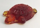 Blenko Handcrafted Glass Sea Turtle Red Yellow Orange USA 5” Paperweight