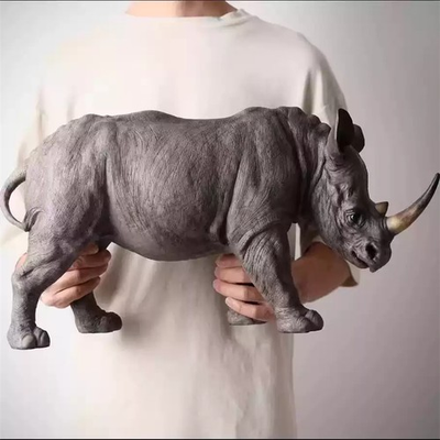 #ad Emulation Rhinoceros figurine Painted Model Animal Sculpture New In Stock $377.20